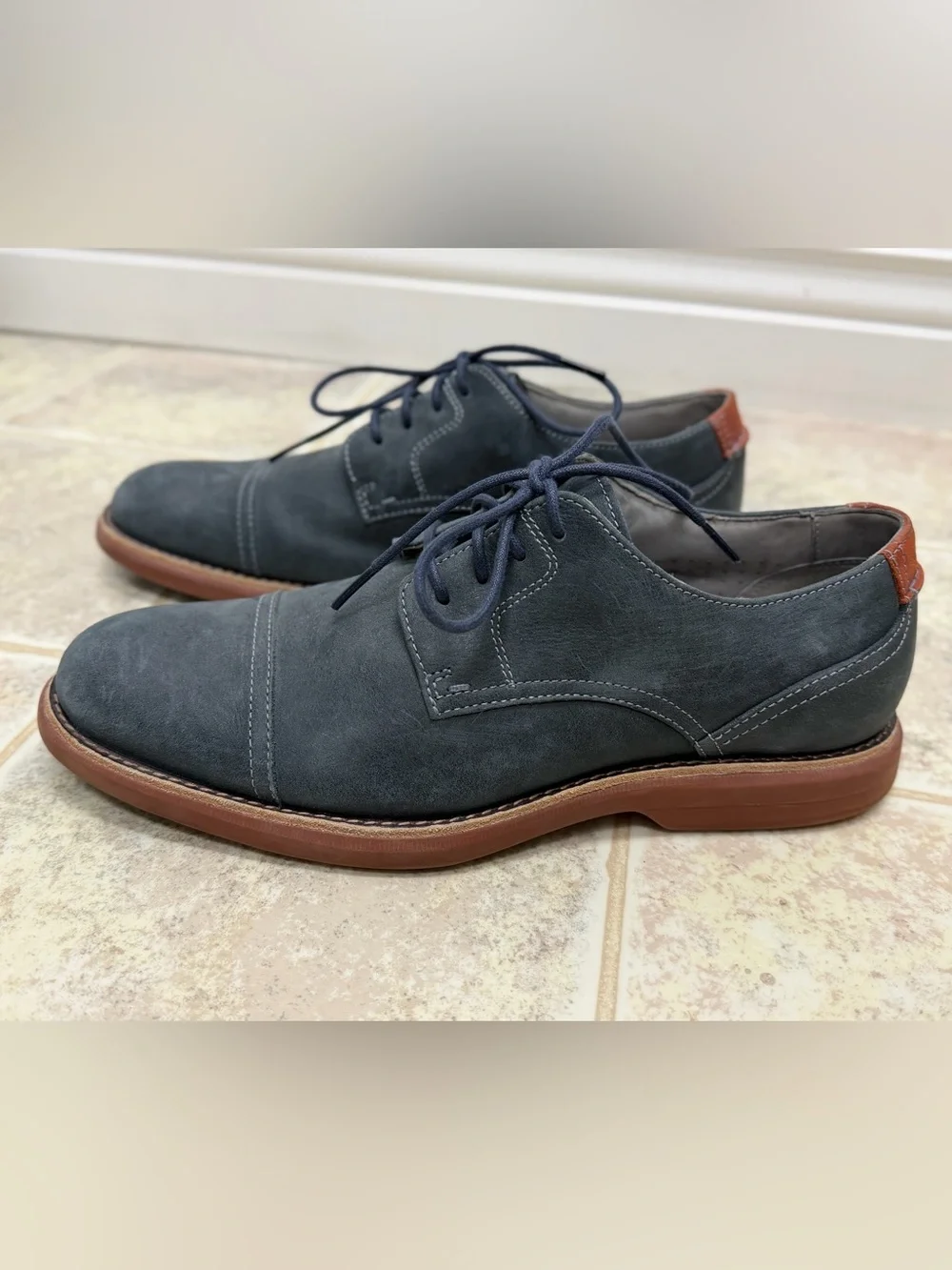 Sperry Gold Cup Bellingham Grey Suede Cap Toe Oxford ASV Dress Shoes 10